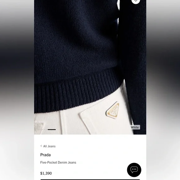 Prada White Jeans with Gold Triangle Logo - Picture 4 of 10